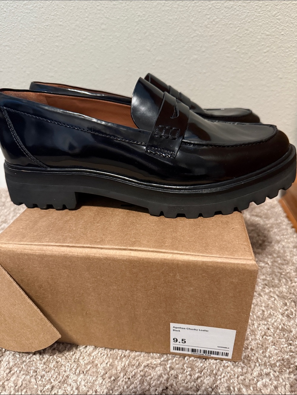 Reformation Agathea Black Lug Sole Penny Loafers